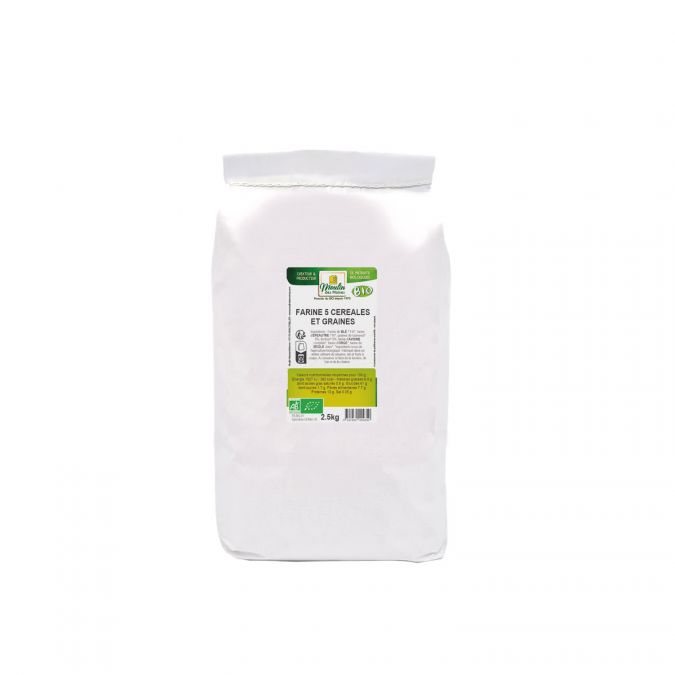 Farine 5 céréales et graines bio (avoine, blé, seigle, orge, épeautre, graines de tournesol et lin brun) - 2.5kg