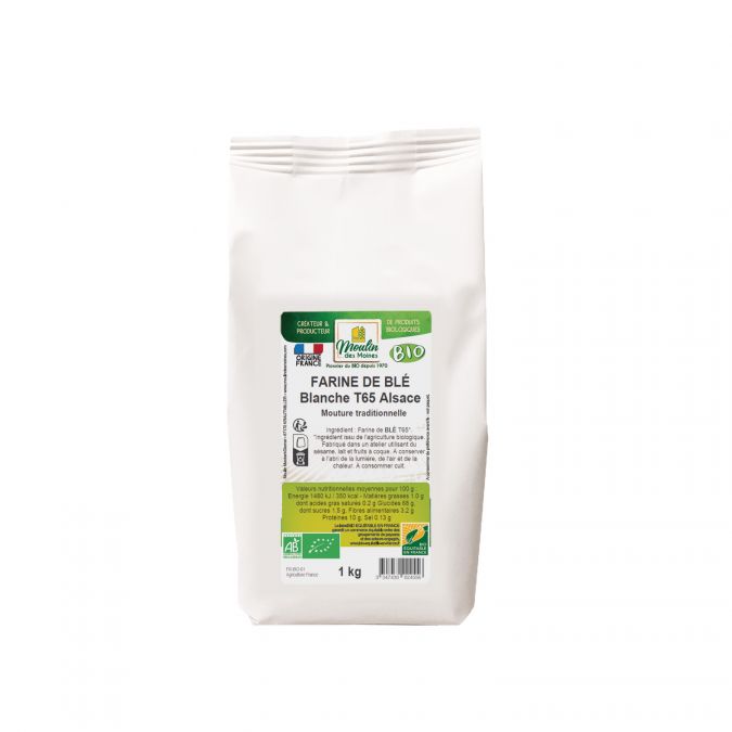 Farine de blé blanche T65 Alsace bio - 1kg