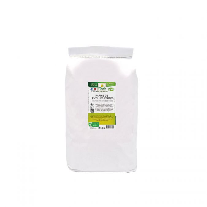 Farine de lentilles vertes meule de pierre bio - 2.5Kg