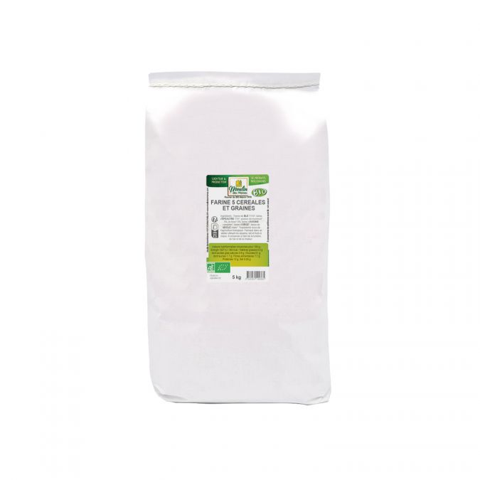 Farine bio 5 céréales et graines bio (avoine, blé, seigle, orge, épeautre, graines de tournesol et lin brun) - 5kg