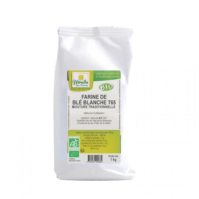 AUCHAN BIO Farine de blé T65 1kg pas cher 