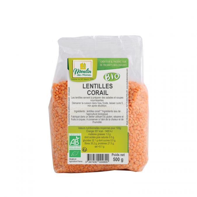 Lentilles rouges corail 500g bio