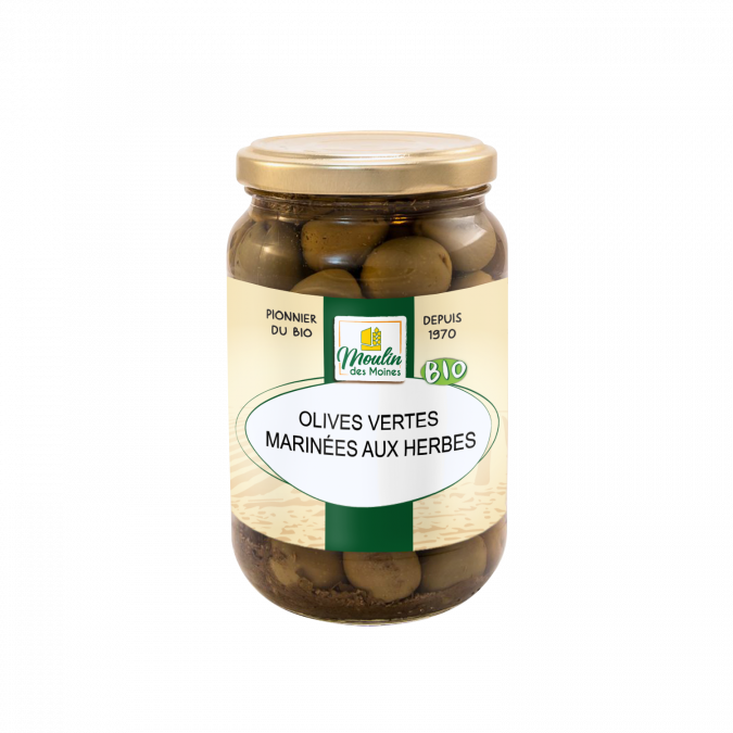 Olives vertes marinées aux herbes bio - 345g