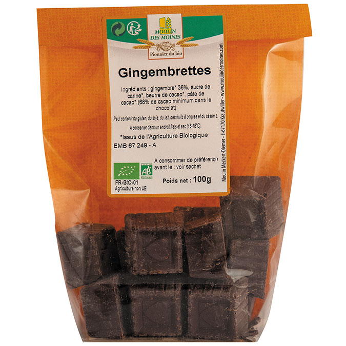 Gingembrettes confites chocolat noir 100g bio