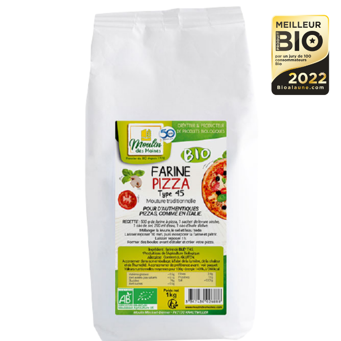 Farine de blé pour pizza blanche T45 1kg bio