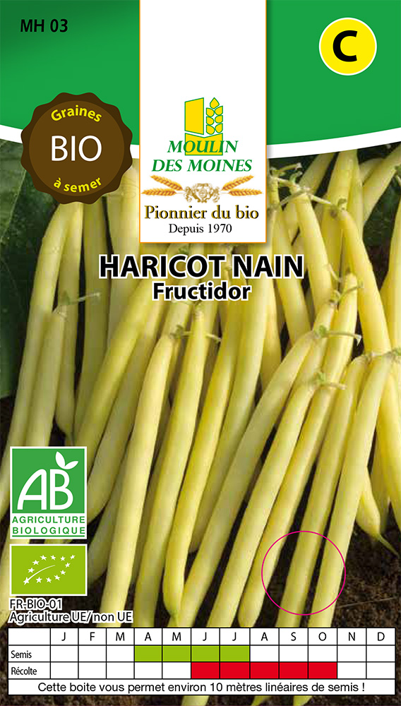 Semence haricots nains fructidor 100g bio