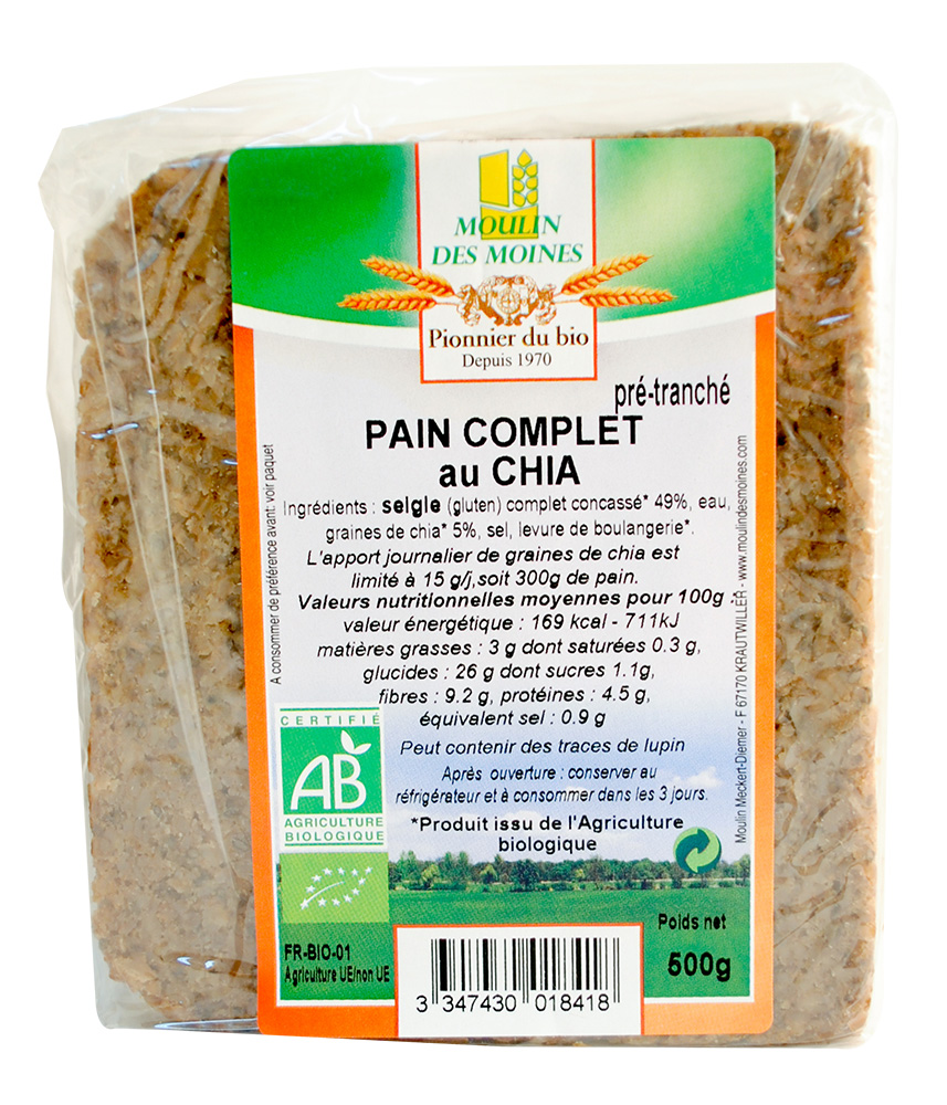 Pain complet chia 500g bio