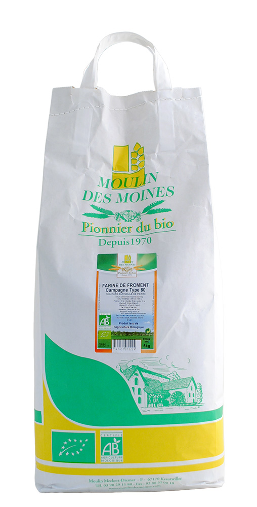 Farine de froment campagne T80 meule de pierre bio - 5kg