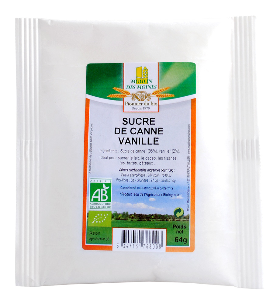 Sucre de canne vanille bio - 64g