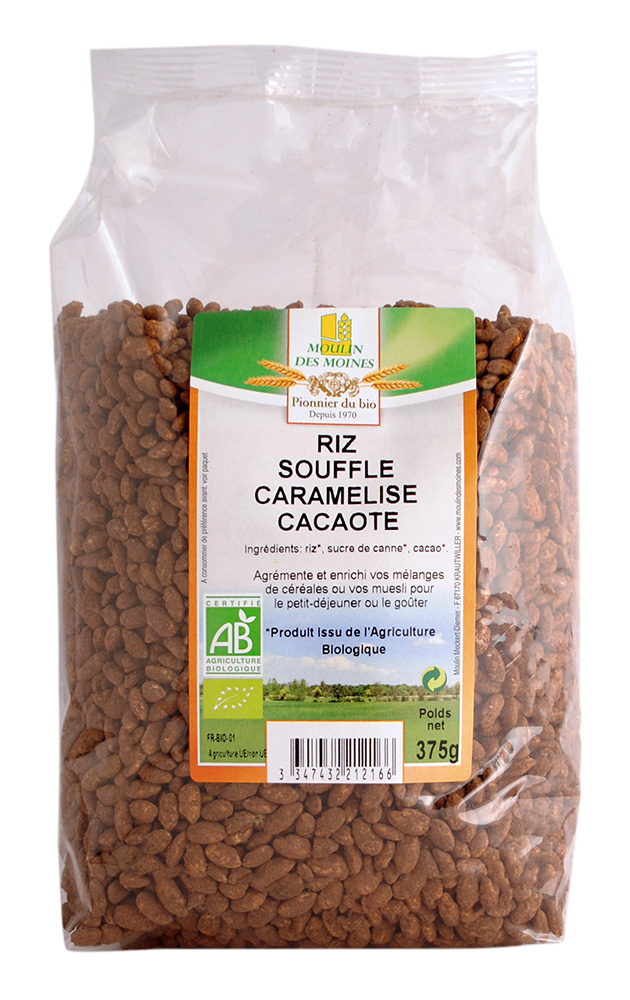 Riz soufflé caramélisé cacaoté 250g bio