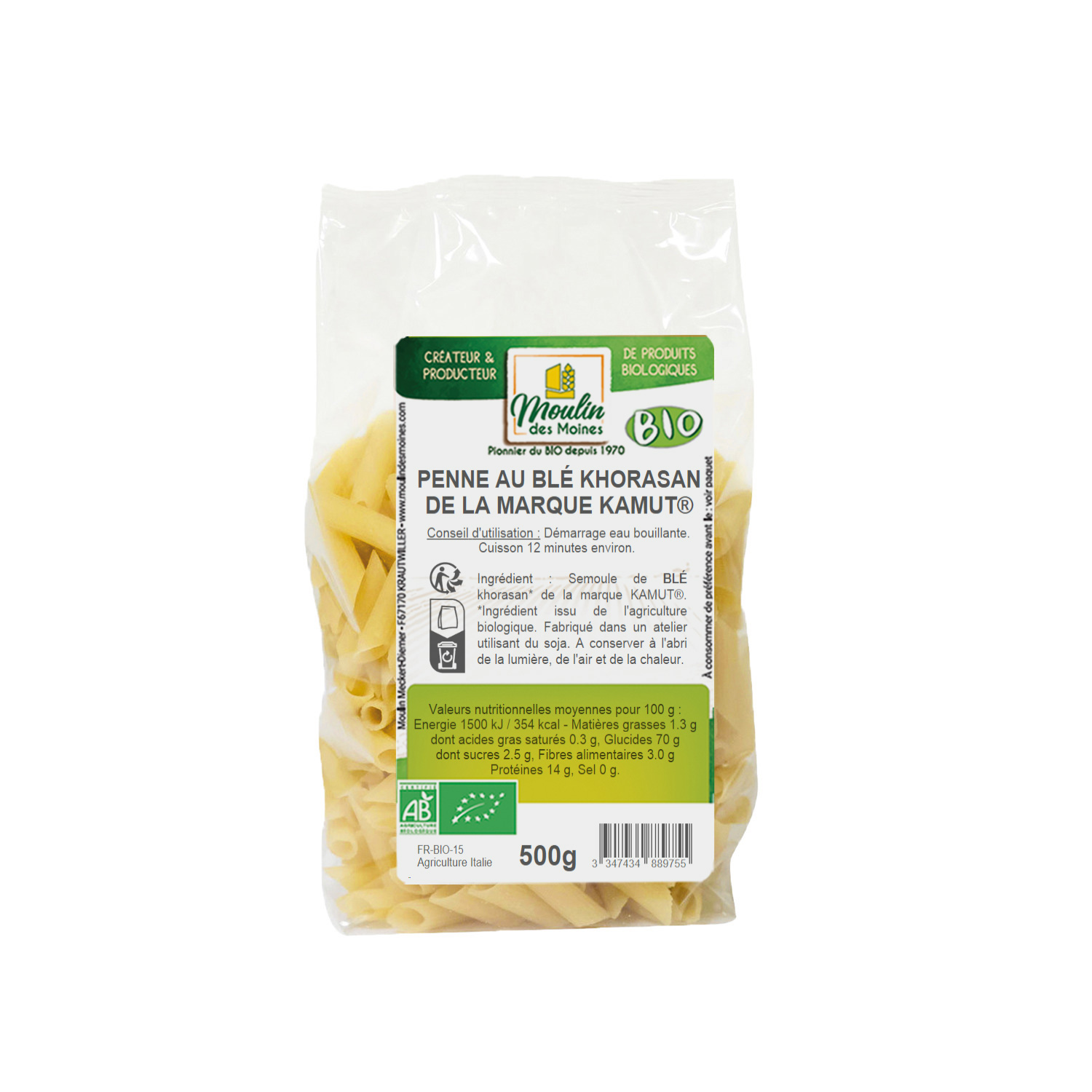 Penne au kamut 500g bio
