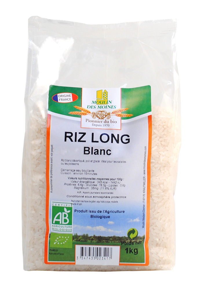 Riz long blanc de méditerranée bio - 1kg