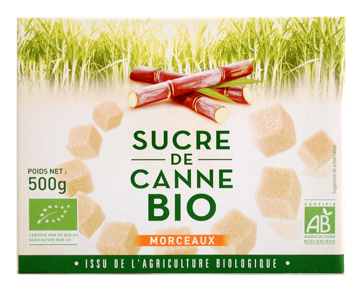 Sucre de canne roux en morceaux 500g bio