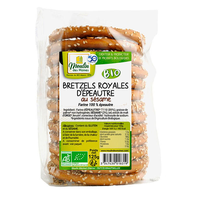 Bretzels royales épeautre sésame 125g bio