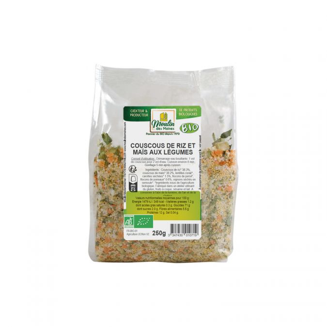 Couscous de riz et maïs aux légumes bio - 250g
