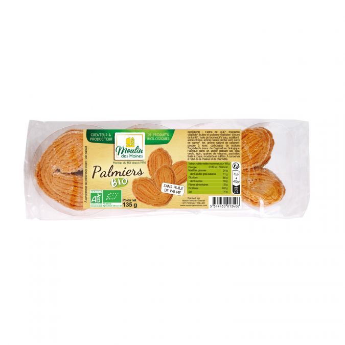 Palmiers, sans huile de palme bio - 135g