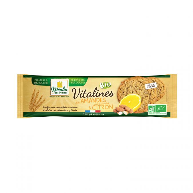 Vitalines, sablés amandes citron au son d’avoine bio - 200g