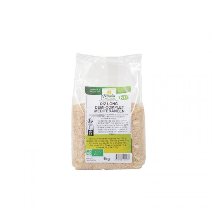 Riz long demi complet méditerrannée bio - 1kg