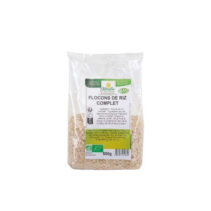 Flocons de riz complet bio - 500g
