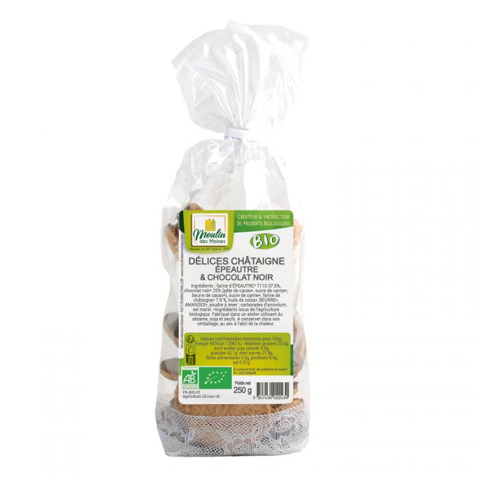 Délices aux châtaignes nappées de chocolat 250g bio