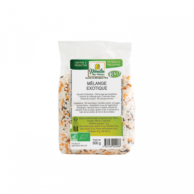 Mélange exotique bio (riz blanc, quinoa, lentilles rouges, riz rouge) - 500g