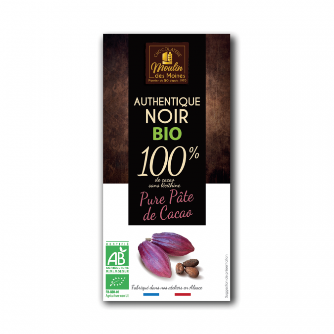Tablette Pure  pâte de cacao 100g bio