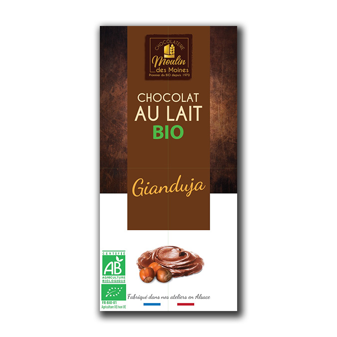 Tablette Chocolat au lait gianduja bio - 100g