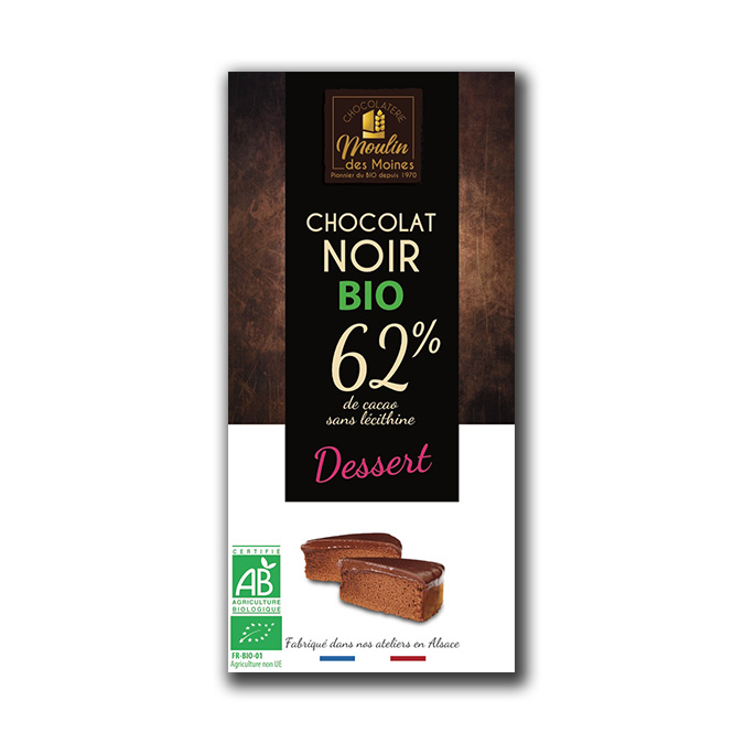 Tablette Chocolat noir 62% dessert bio - 100g
