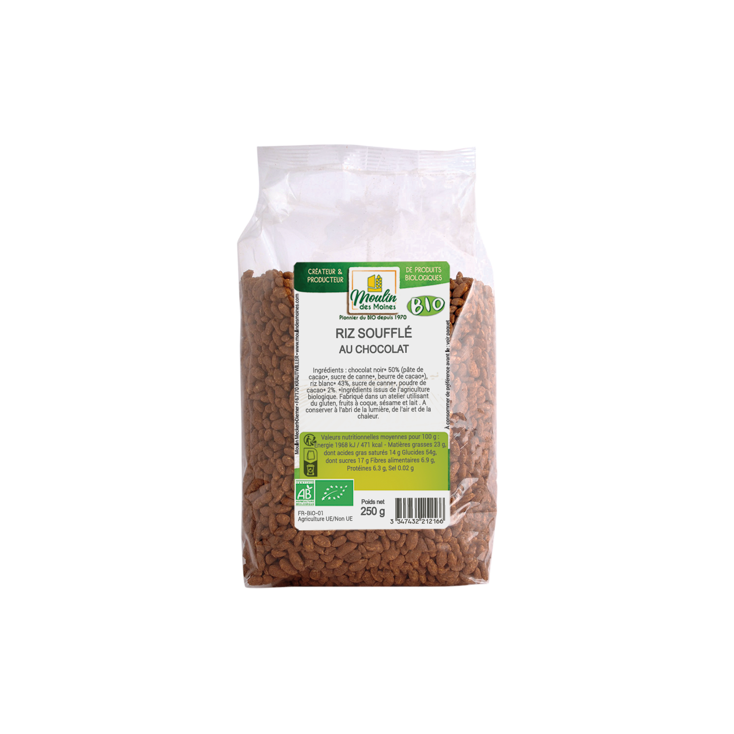 Riz soufflé au chocolat 250g bio