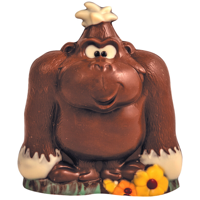 Sujet gorille chocolat au lait 180g N°423 bio
