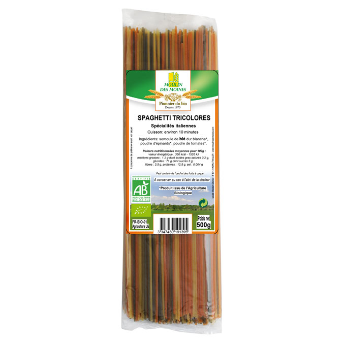 Spaghettis tricolores 500g bio