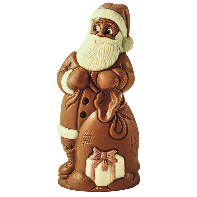 Sujet père noël cadeaux chocolat au lait 150g n°348 bio